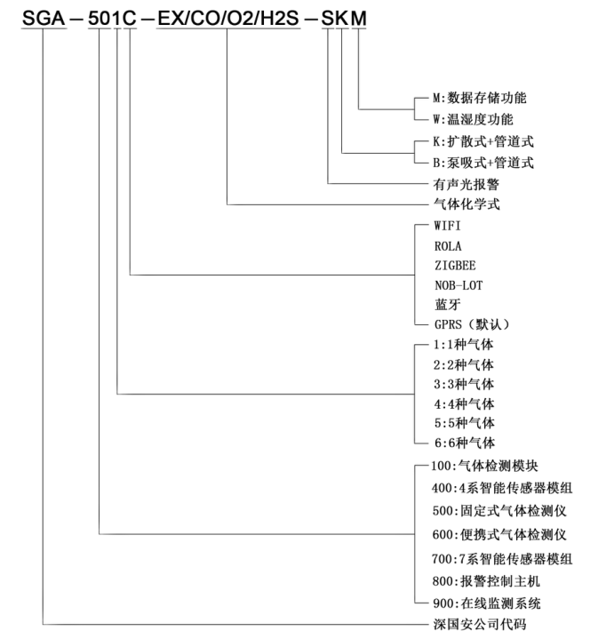 無線氣體檢測儀命名規則